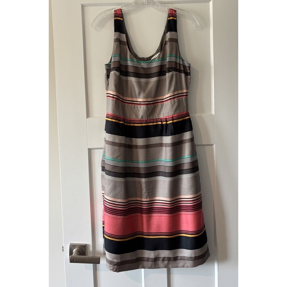 Banana Republic Sleeveless Multicolored Striped 100% Silk Shift Dress Size 6